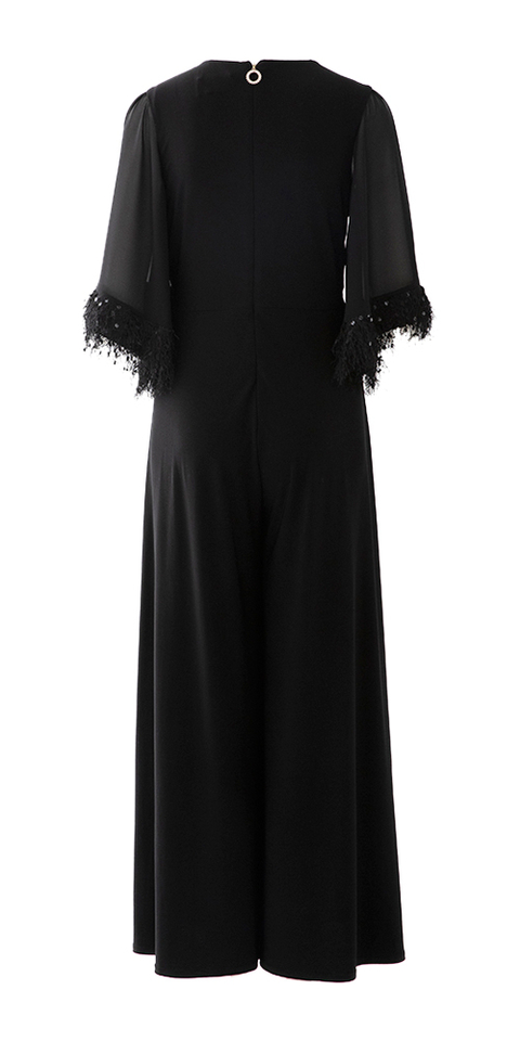 Zwarte jumpsuit met voile, fantasie aan de mouw Joseph Ribkoff