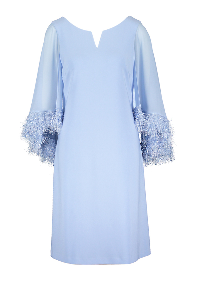 Lichtblauwe jurk met detail aan de cape Joseph Ribkoff