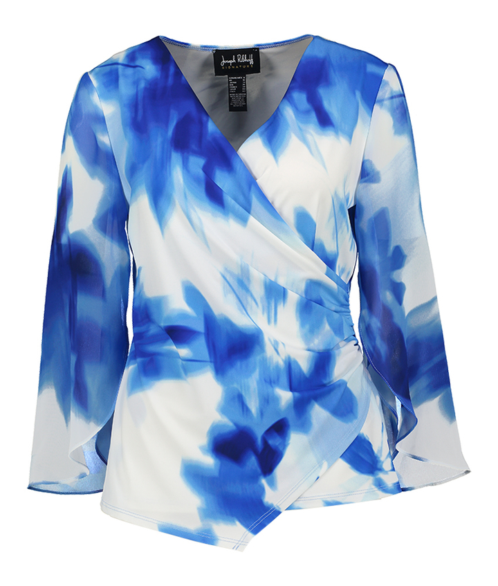 Blauwe blouse met V-hals Joseph Ribkoff 