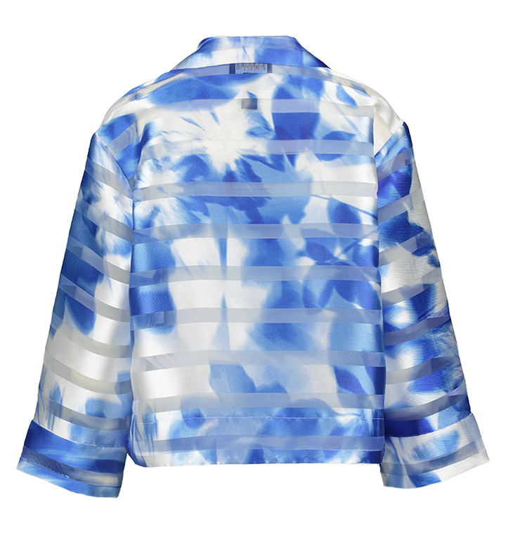 Blauw jasje met doorzichtige strepen en bloemenprint Joseph Ribkoff