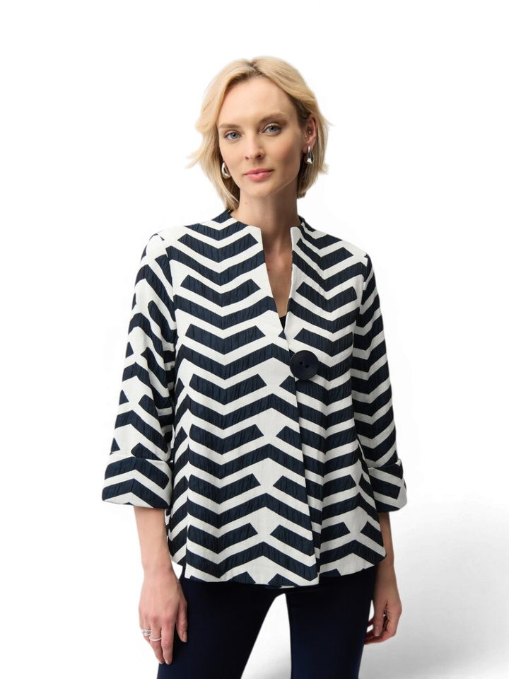 Zwart met beige blouse met motief Joseph Ribkoff