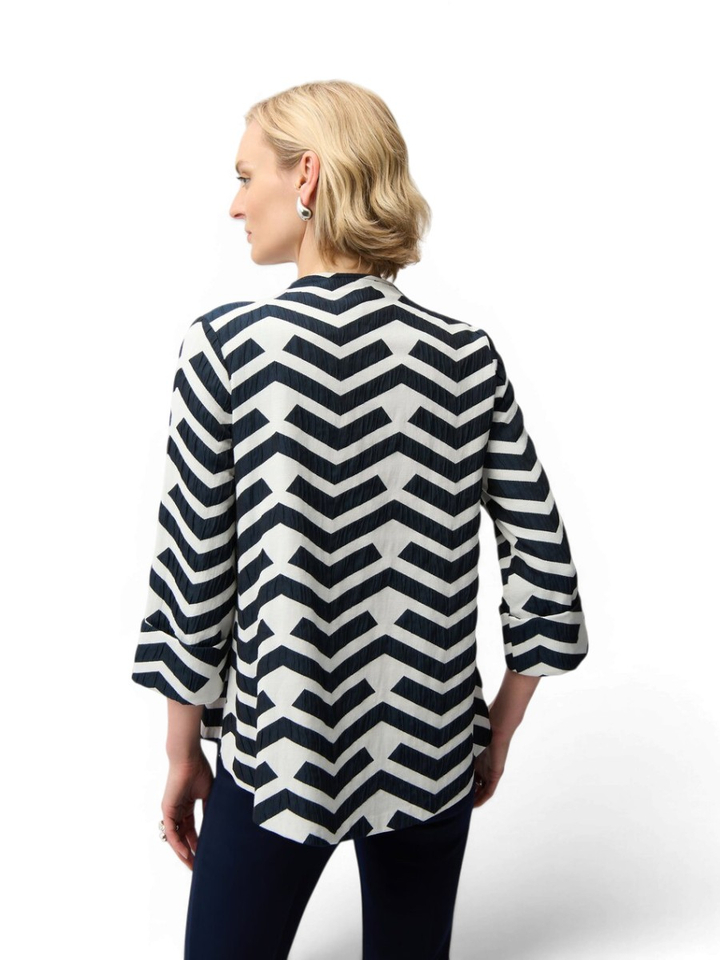 Zwart met beige blouse met motief Joseph Ribkoff