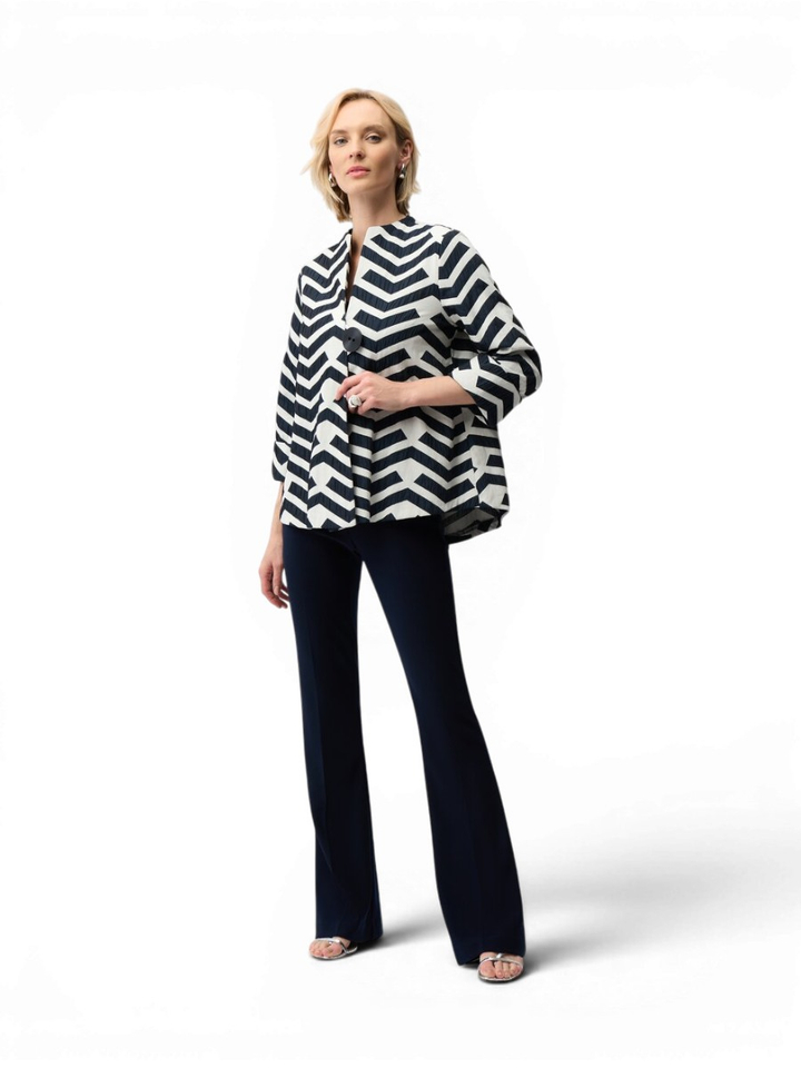Zwart met beige blouse met motief Joseph Ribkoff