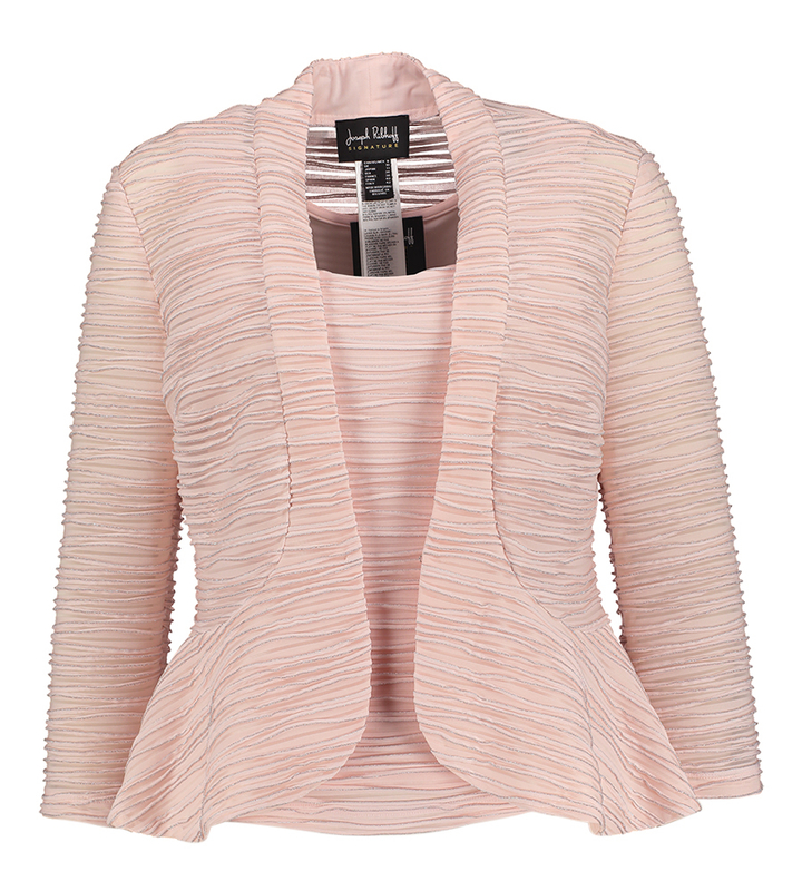 Roze set top en jas met zilver structuur Joseph Ribkoff