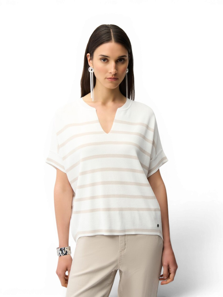 Witte fijne pull met beige strepen Joseph Rikoff