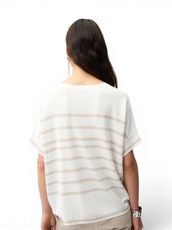 Witte fijne pull met beige strepen Joseph Rikoff