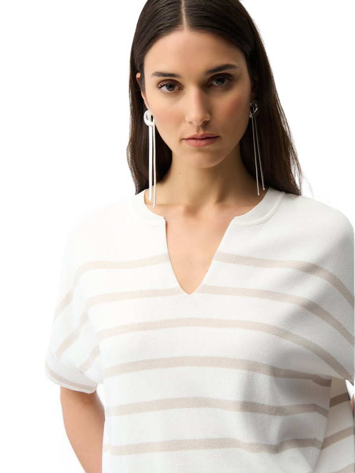 Witte fijne pull met beige strepen Joseph Rikoff