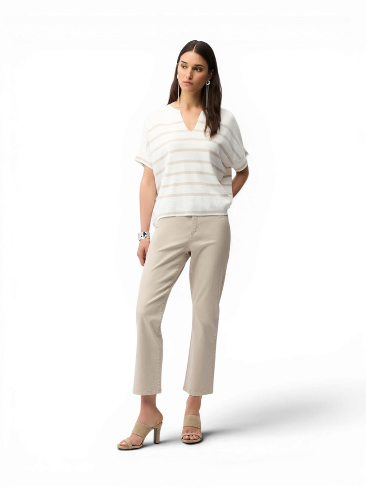 Witte fijne pull met beige strepen Joseph Rikoff