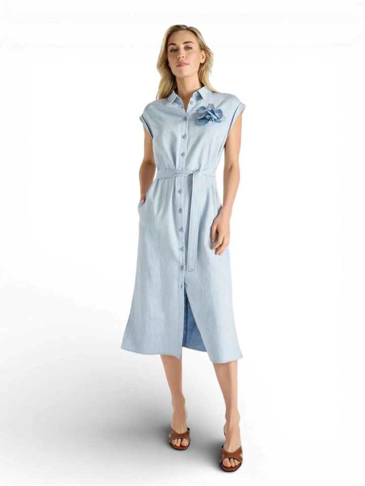 Blauwe lange jurk met knopen Marie Méro 