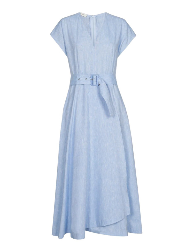 Blauwe maxi jurk met V-hals Marie Méro