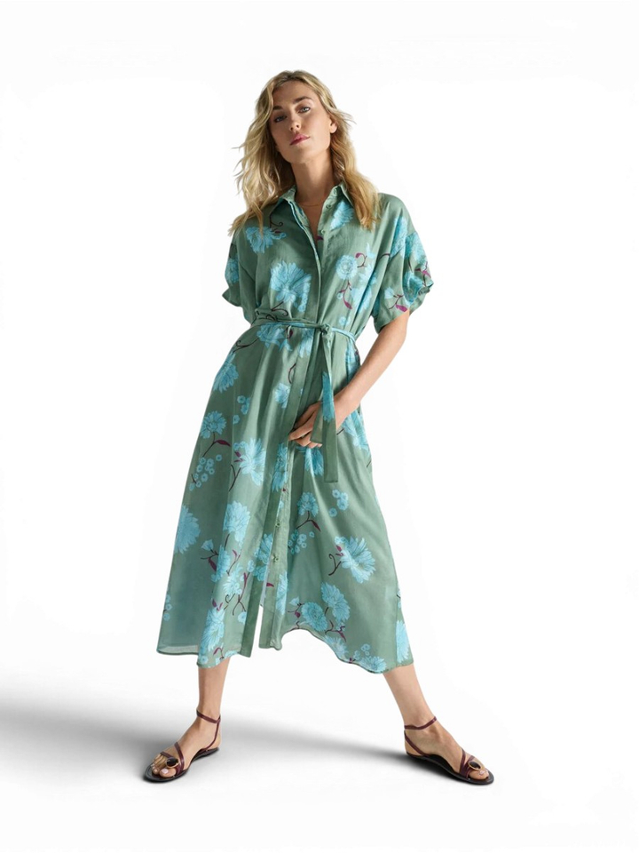 Groene halflange jurk met print Marie Mero 