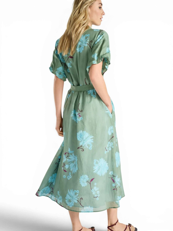 Groene halflange jurk met print Marie Mero 