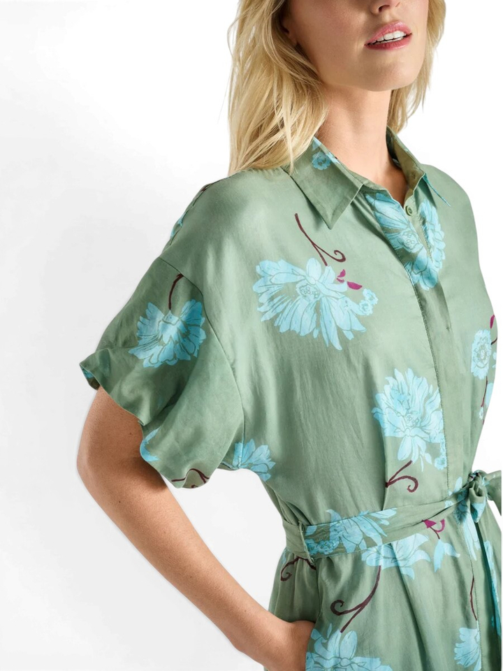 Groene halflange jurk met print Marie Mero 