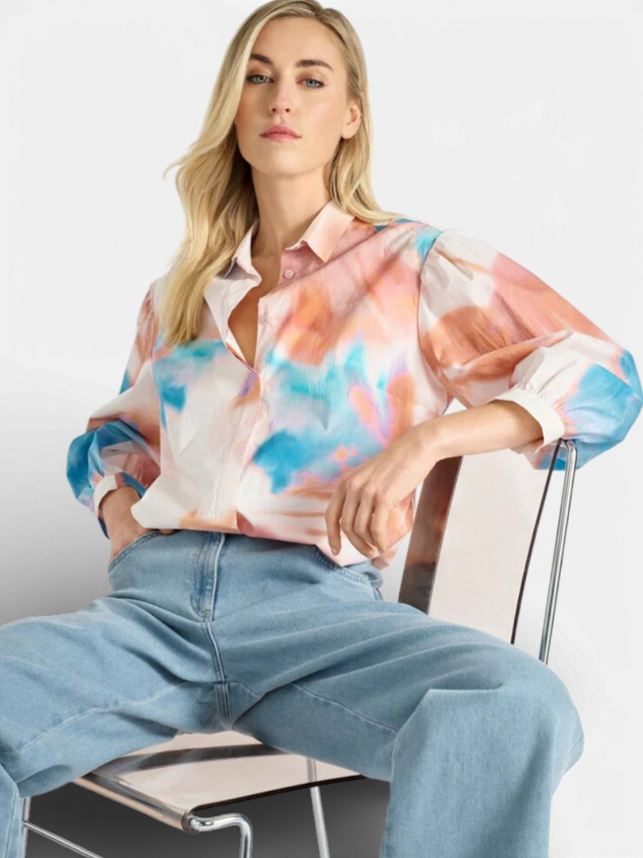 Multicolor blouse met print en zakken Marie Mero