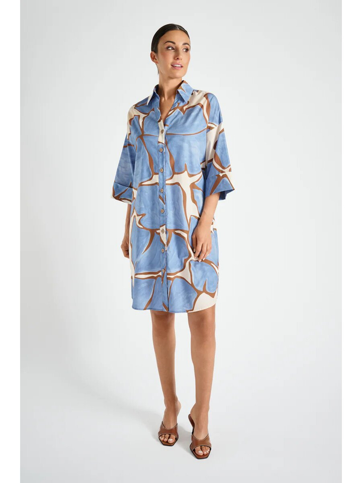 Blauw hemdkleed met print Marie Mero