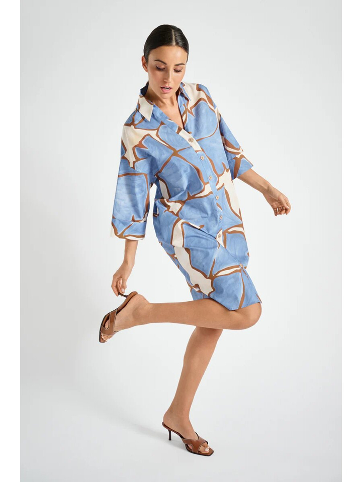 Blauw hemdkleed met print Marie Mero