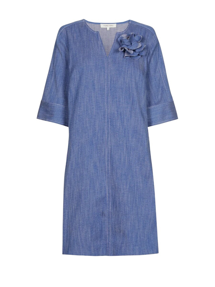Blauwe jeans jurk met bloem Marie Mero