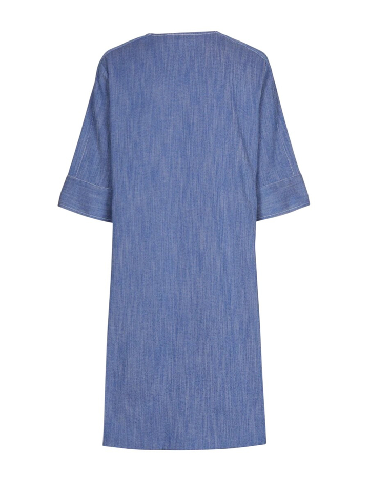 Blauwe jeans jurk met bloem Marie Mero