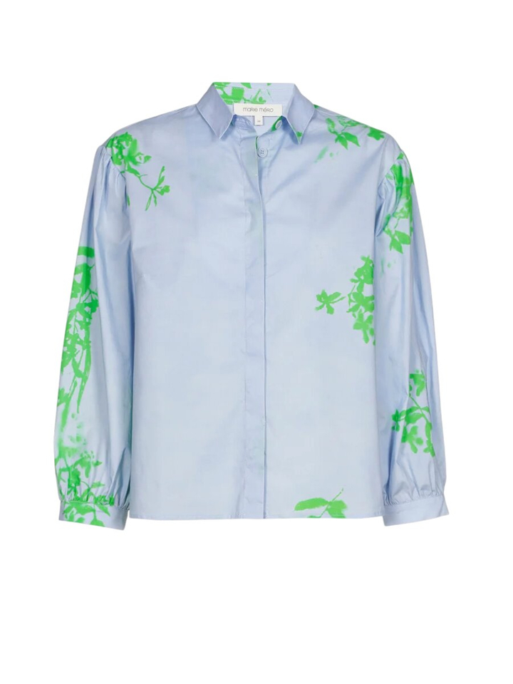 Blauwe bloes met groene bloemenprint Marie Mero