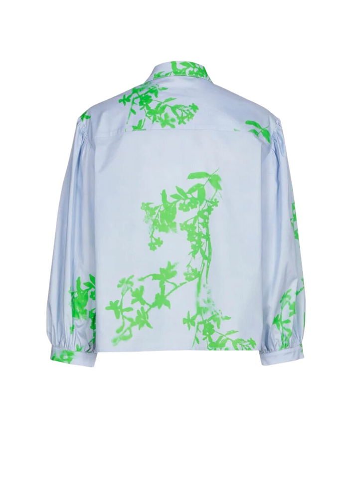 Blauwe bloes met groene bloemenprint Marie Mero