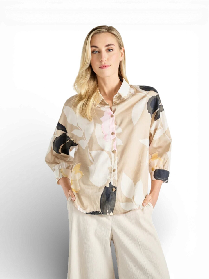 Beige blouse met bloemenprint Marie Mero