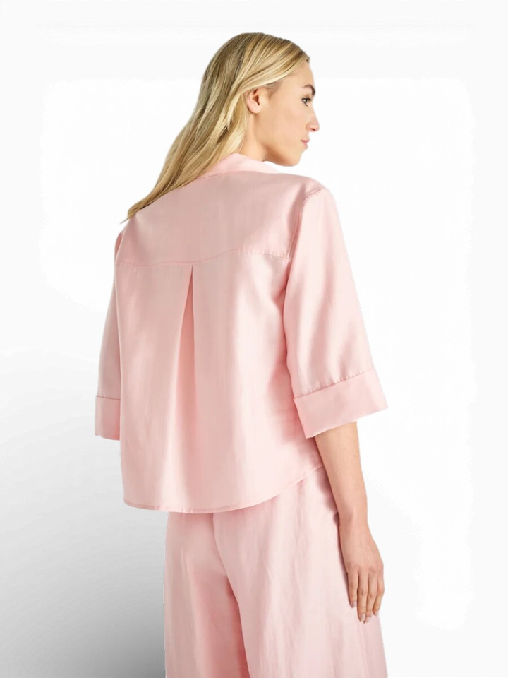 Roze geklede blouse met knoopsluiting Marie Mero
