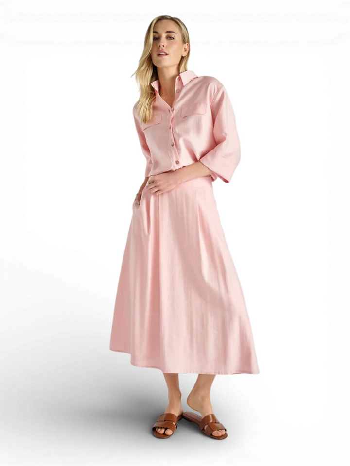 Roze geklede blouse met knoopsluiting Marie Mero