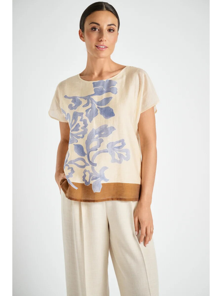 Beige bloes met print Marie Méro