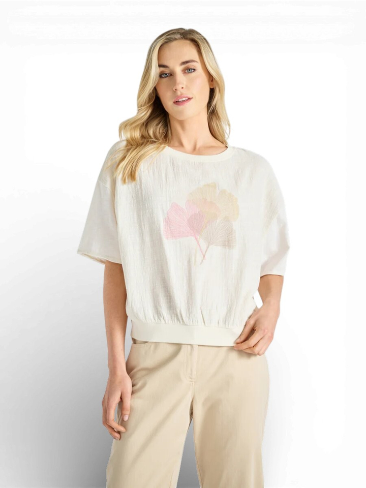 Beige t-shirt met opdruk Marie Méro