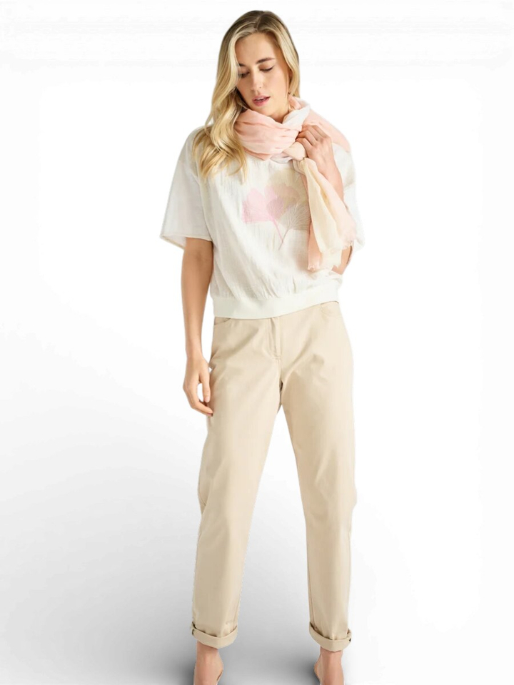 Beige t-shirt met opdruk Marie Méro