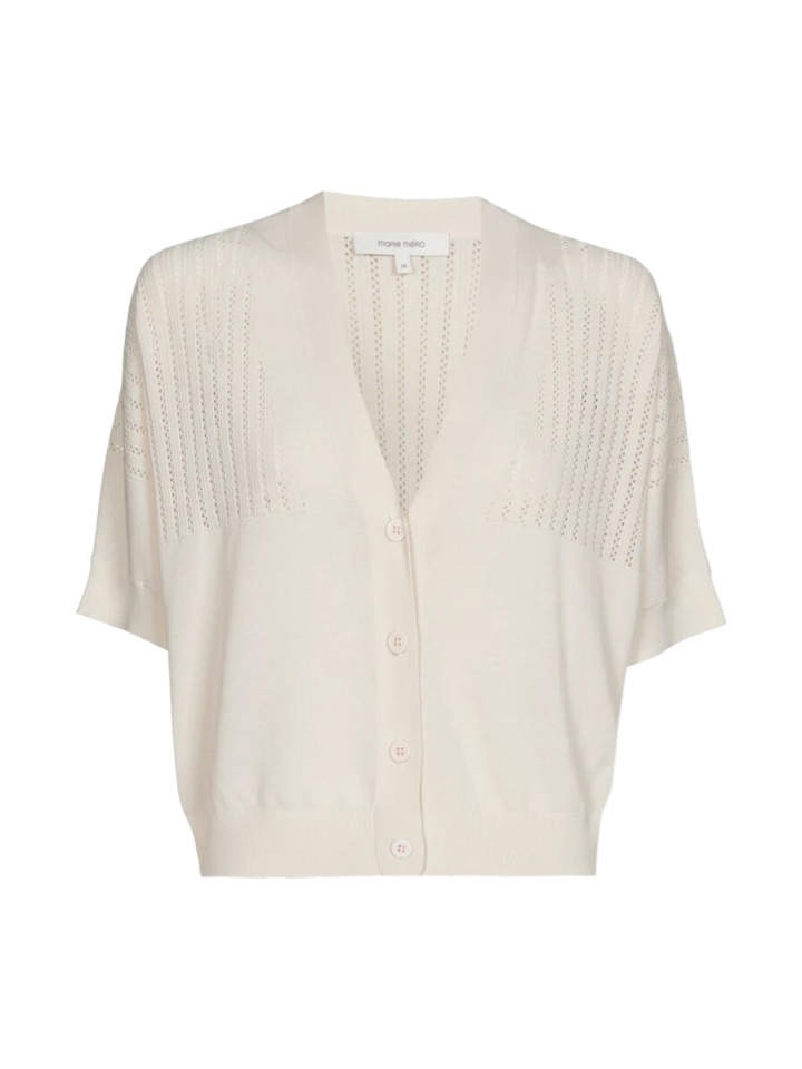 Beige gilet met knopen en broderie details Marie Méro