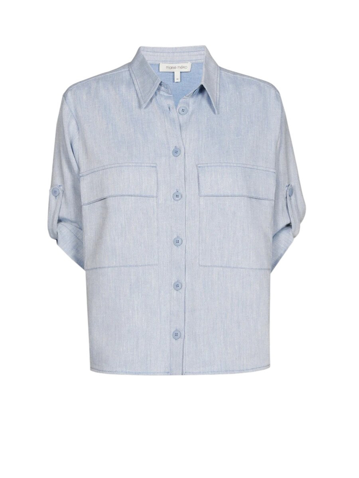 Blauwe blouse met licht motief en knopen Marie Méro 