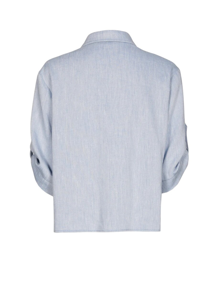 Blauwe blouse met licht motief en knopen Marie Méro 