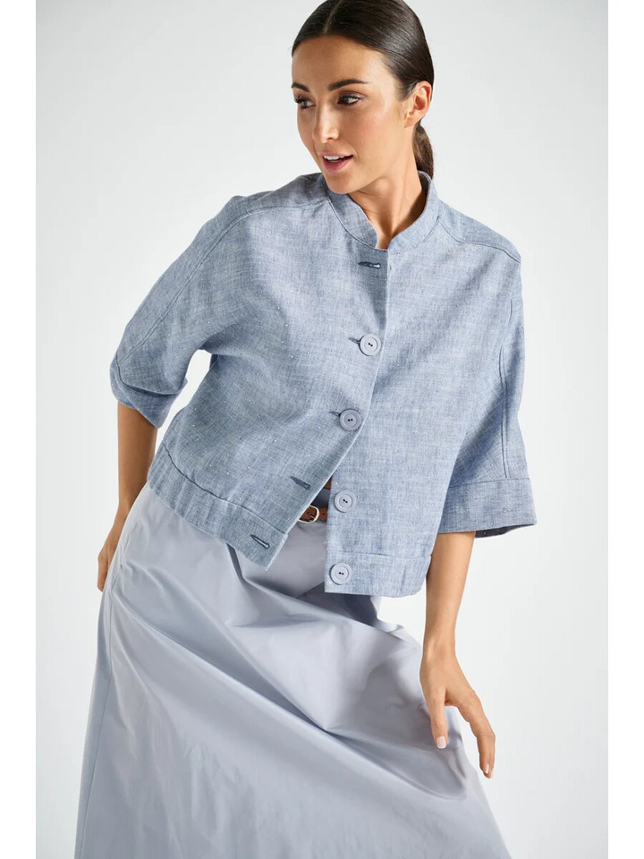 Blauw glitter jas met structuur Marie Méro 