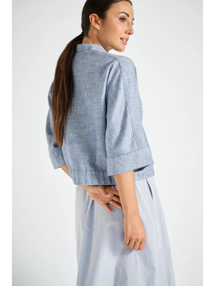 Blauw glitter jas met structuur Marie Méro 