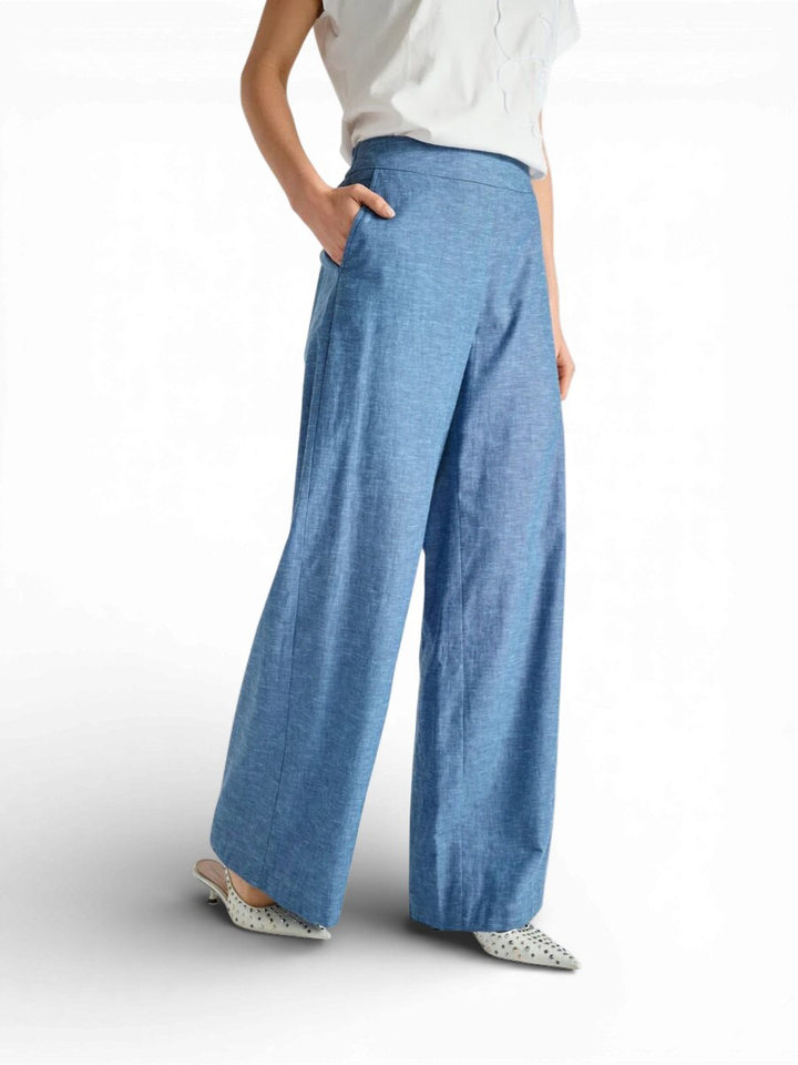 Blauwe broek met licht motief Marie Méro 