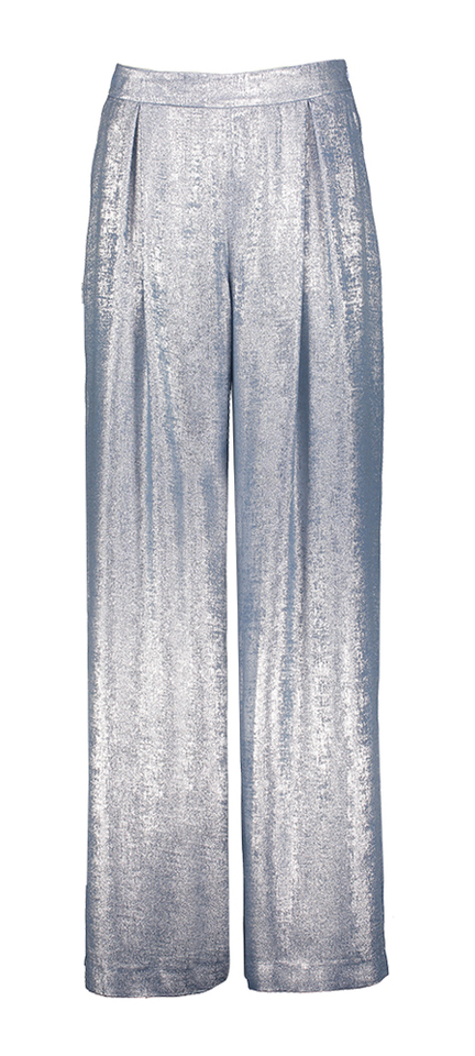 Blauwe glanzende losvallende broek Julia June