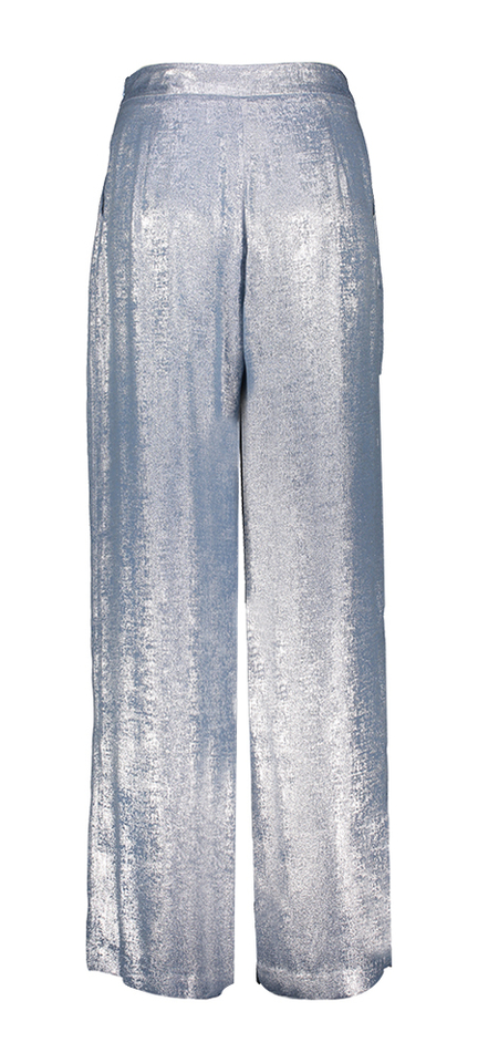 Blauwe glanzende losvallende broek Julia June