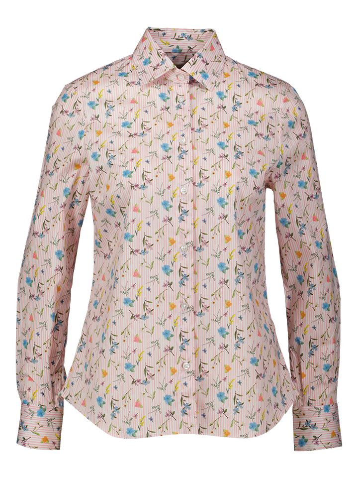 Roze gestreepte blouse met bloemenprint Brigitte Cristiana Conti