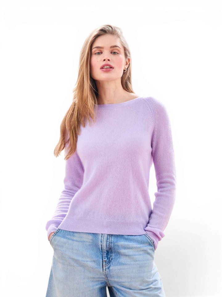 Paarse cachemire trui Crop Crew Jumper
