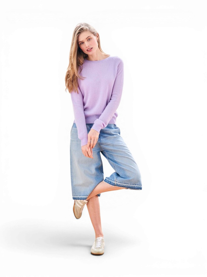 Paarse cachemire trui Crop Crew Jumper