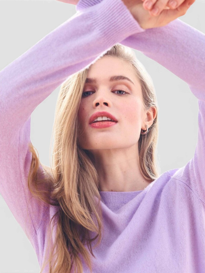 Paarse cachemire trui Crop Crew Jumper