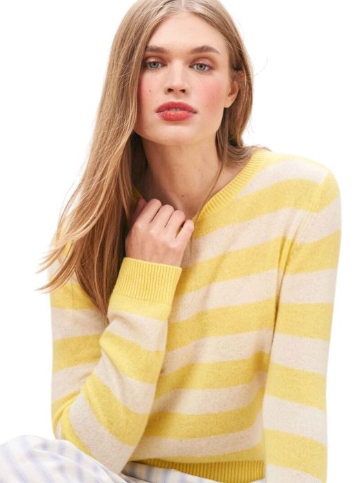 Gele gestreepte cachemire trui Stripe Crew Jumper