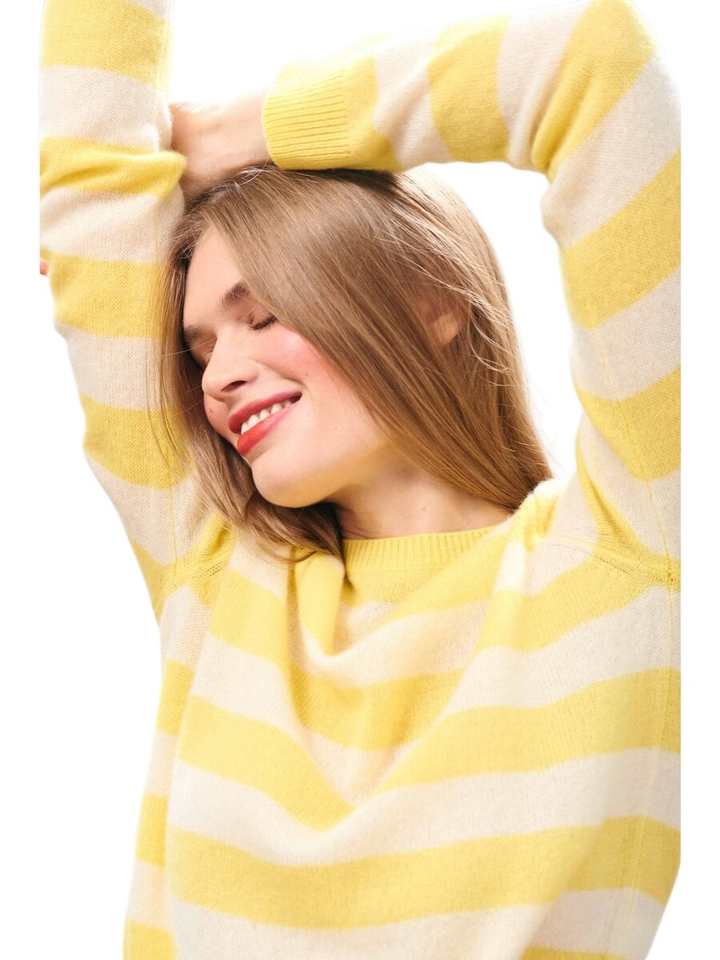 Gele gestreepte cachemire trui Stripe Crew Jumper