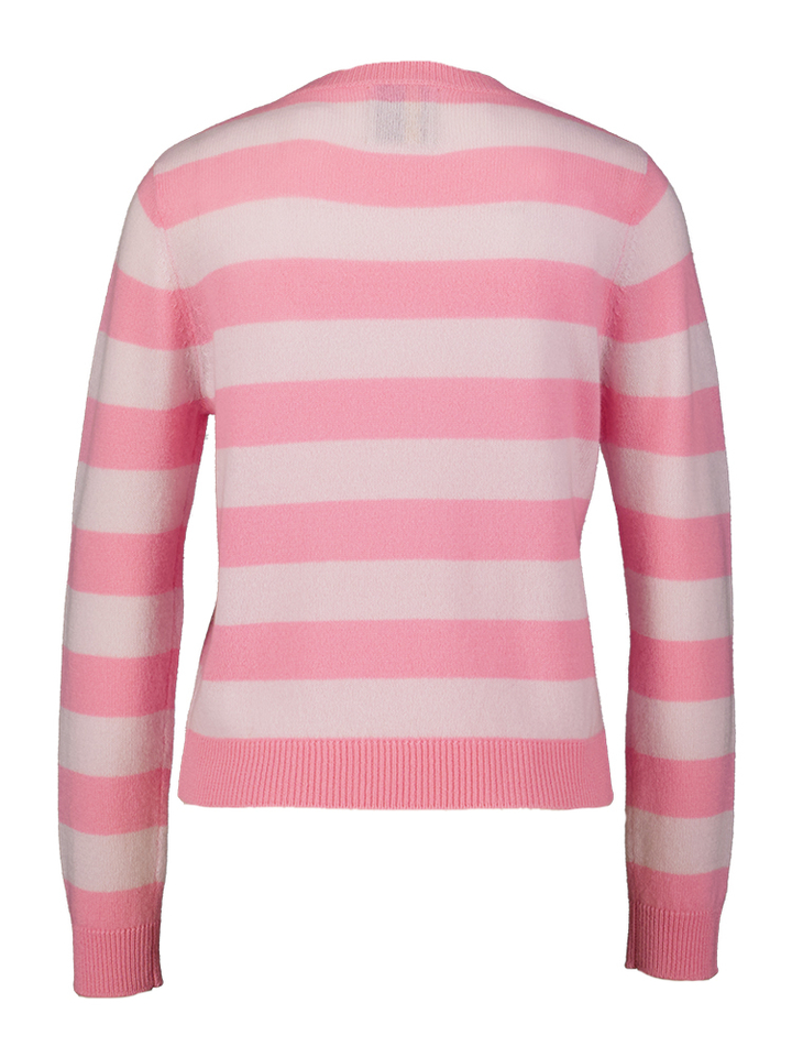 Roze gestreepte cachemire trui Crop Crew Jumper