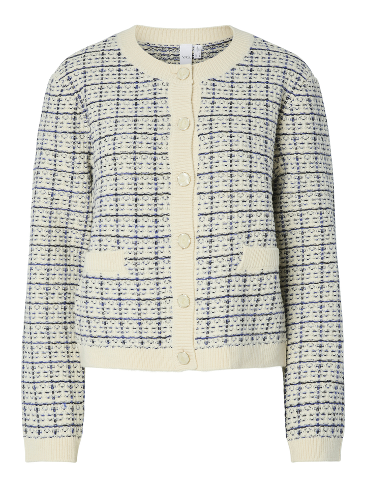 Ecru gilet met kobaltblauwe en zwarte details Yaslivia Y.A.S