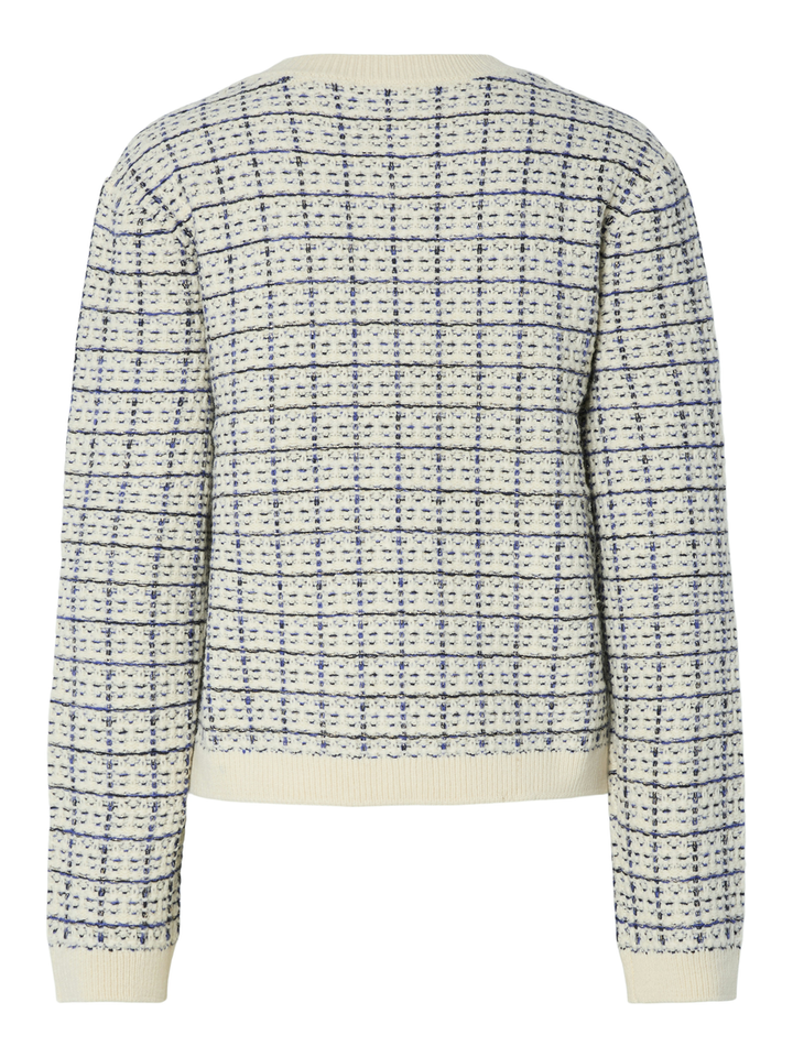 Ecru gilet met kobaltblauwe en zwarte details Yaslivia Y.A.S