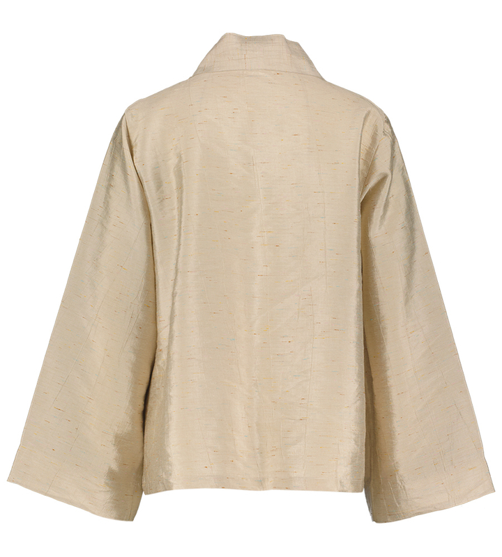 Beige openvallende gilet met kleur detail Flenn Nathalie Vleeschouwer