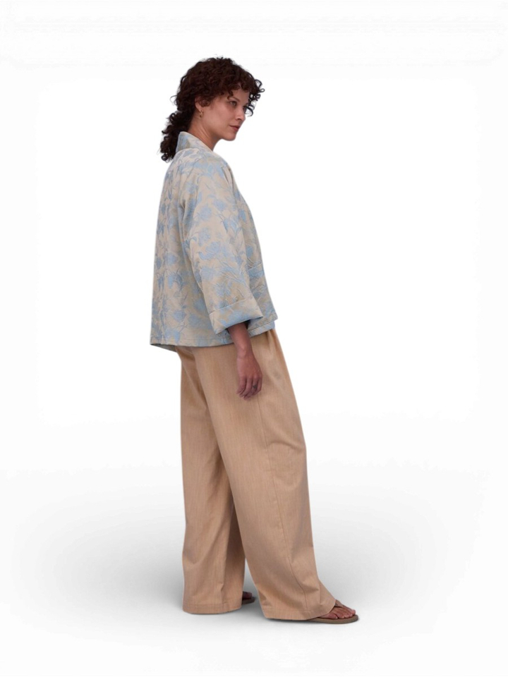 Beige kimono met bloemenprint Flenn Nathalie Vleeschouwer