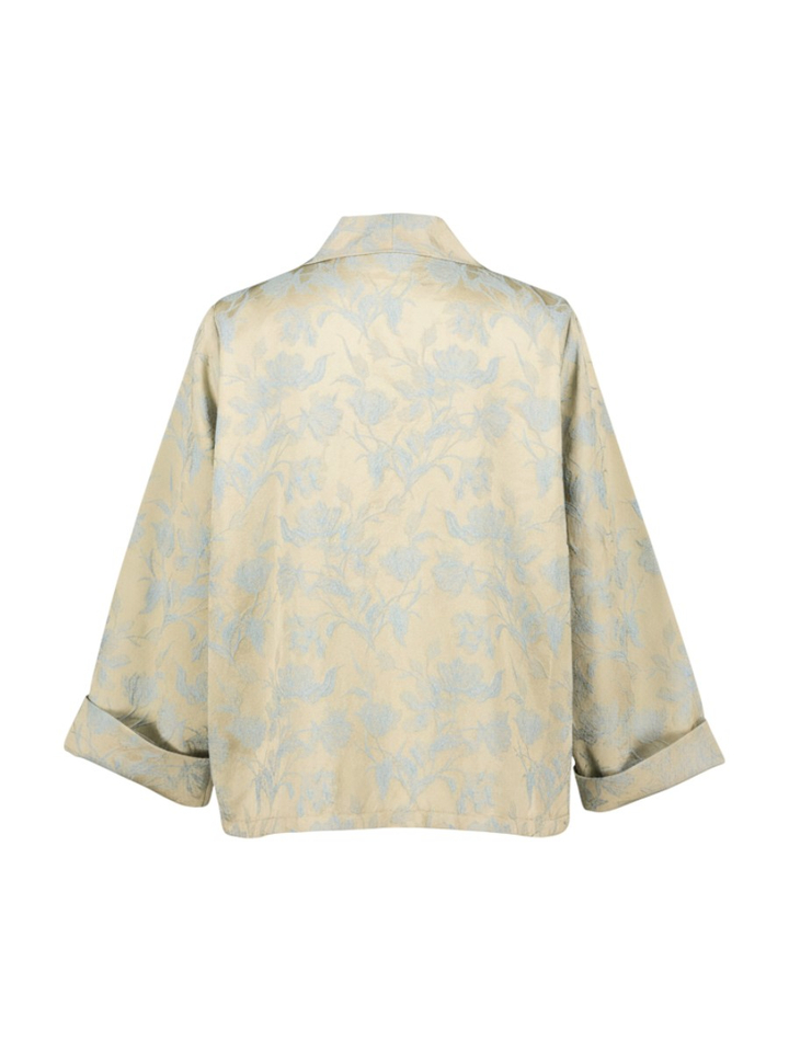 Beige kimono met bloemenprint Flenn Nathalie Vleeschouwer 
